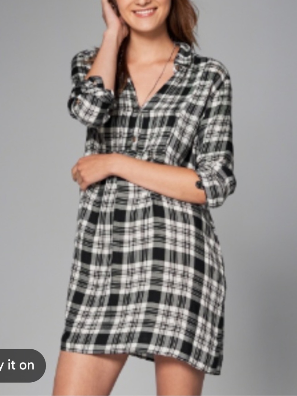 Abercrombie & Fitch Black and White Plaid Tunic Top/ Dress Woman S